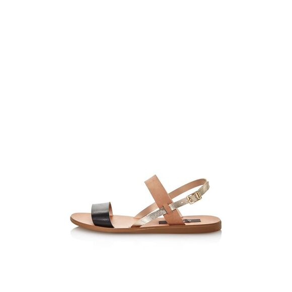 AQUA Womens Black Sam Round Toe Buckle Leather Slingback Sandal 6.5 M